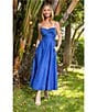 Marchesa Muse by Marchesa Hydrangea A-Line Sweetheart Neckline Linen Blend Dress, Color:Agean - Image 5