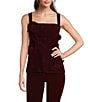 Marchesa Muse by Marchesa Laurel Velvet Applique Sleeveless Button Up Coordinating Vest, Color:Garnet - Image 1