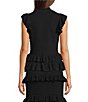 Muse by Marchesa Pointelle Ruffle Mock Neck Blouse - Image 2