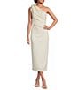 Muse by Marchesa Tulip One Shoulder Stretch Crepe Column Midi Dress - Image 4