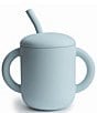 Mushie Silicone Training Cup + Straw, Color:Powder Blue - Image 1