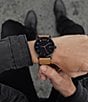 Color:Tan/Black - Image 4 - Men's Classic Tan Leather Quartz Analog Watch