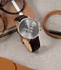 Color:Brown - Image 6 - Men's Legacy Collection Quartz Chronograph Brown Leather Strap Watch