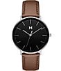 Color:Brown - Image 1 - Men's Legacy Slim Analog Brown Leather Strap Watch