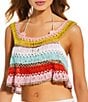 My Beachy Side Cleo Hand Crocheted Multicolor Horizontal Striped Cropped Top Cover-Up - Image 5