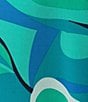 Color:Ocean Teal - Image 3 - N by Natori 3/4 Sleeve V-Neck Top & Pant Challis Abstract Print Pajama Set