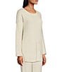 Color:Opal - Image 4 - N by Natori Aura Heather Long Sleeve Scoop Neck Coordinating Sweater