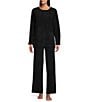 Natori N by Natori Aura Ribbed Knit Coordinating Sleep Pants, Color:Black - Image 3