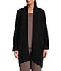 Natori N by Natori Aura-Solid Ribbed Long Sleeve Cardigan, Color:Black - Image 1
