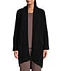 Color:Black - Image 1 - N by Natori Aura-Solid Ribbed Long Sleeve Cardigan