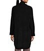 Natori N by Natori Aura-Solid Ribbed Long Sleeve Cardigan, Color:Black - Image 2
