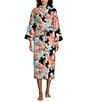 Color:Black Multi - Image 1 - N By Natori Cozy Knit Garden Print Long Sleeve Shawl Collar Wrap Robe