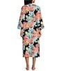 Color:Black Multi - Image 2 - N By Natori Cozy Knit Garden Print Long Sleeve Shawl Collar Wrap Robe
