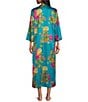 N by Natori Crysanthe Print 3/4 Sleeve Satin Zip Caftan - Image 2