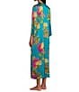 N by Natori Crysanthe Print 3/4 Sleeve Satin Zip Caftan - Image 4