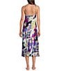 Natori N by Natori Deco Sleeveless Scoop Neck Satin Patchwork Floral Print Coordinating Nightgown, Color:Magenta - Image 2