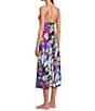 Natori N by Natori Deco Sleeveless Scoop Neck Satin Patchwork Floral Print Coordinating Nightgown, Color:Magenta - Image 4