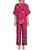 N By Natori Fleur Dragon Short Sleeve V-Neck Woven Challis Pajama Set - Image 2