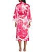 N by Natori Floria Floral Print Long Sleeve Shawl Collar Satin Coordinating Robe - Image 2