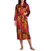 N by Natori Harvest Floral Print Long Sleeve Shawl Collar Satin Coordinating Robe - Image 1
