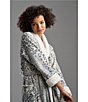 Color:Silver White - Image 4 - N by Natori Leopard Print Long Sleeve Shawl Collar Fleece Robe