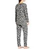 Natori N By Natori Leopard Print Long Sleeve V-Neck Sweater Knit Coordinating Lounge Set, Color:Charcoal - Image 2