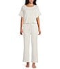 Natori N by Natori Quilted Geo Knit Jacquard Drawstring Tie Coordinating Lounge Pants, Color:Opal - Image 3