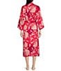 Color:Coral Punch - Image 2 - N by Natori Satin Floral Print Long Sleeve Belt Tie Coordinating Wrap Robe