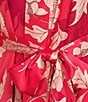 Color:Coral Punch - Image 3 - N by Natori Satin Floral Print Long Sleeve Belt Tie Coordinating Wrap Robe