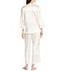 Natori N by Natori Satin Jacquard Scroll Print Long Sleeve Mandarin Collar Pajama Set, Color:Opal - Image 2