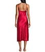 Natori N by Natori Scroll Print Sleeveless Scoop Neck Satin Coordinating Nightgown, Color:Brocade Red - Image 2