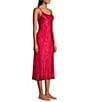 Natori N by Natori Scroll Print Sleeveless Scoop Neck Satin Coordinating Nightgown, Color:Brocade Red - Image 3