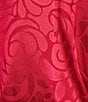 Natori N by Natori Scroll Satin Long Sleeve Shawl Collar Coordinating Robe, Color:Brocade Red - Image 3