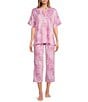 Color:Misty Pink - Image 1 - N by Natori Short Sleeve Split Round Neck Cozy Knit Leopard Pajama Set