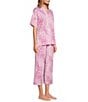 Color:Misty Pink - Image 3 - N by Natori Short Sleeve Split Round Neck Cozy Knit Leopard Pajama Set
