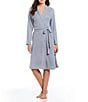 Color:Heather Ink - Image 2 - N by Natori Soho Brushed Knit Cozy Wrap Robe