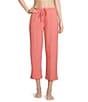 Color:Melon - Image 1 - N by Natori Solid Knit Drawstring Tie Waist Side Pocket Coordinating Cropped Lounge Pant