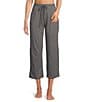 Color:Heather Grey - Image 1 - N by Natori Solid Knit Drawstring Tie Waist Side Pocket Coordinating Cropped Lounge Pant