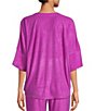 Color:Sugar Plum - Image 2 - N by Natori Terry Short Sleeve V-Neck Coordinating Lounge Top