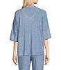 Color:Spa Blue - Image 2 - N by Natori Terry Short Sleeve V-Neck Coordinating Lounge Top