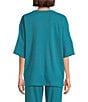Natori N by Natori Tranquility Short Sleeve V-Neck Coordinating Lounge Top, Color:Peacock - Image 2