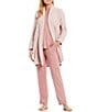 Color:Heather Nude Blush - Image 3 - N Natori Chenille Open Front Lounge Cardigan