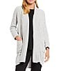 Color:Heather Dove Grey - Image 1 - N Natori Chenille Open Front Lounge Cardigan