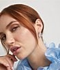 Nadri Cassi Double Row C Hoop Earrings, Color:Silver - Image 2