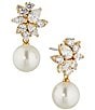 Color:Gold - Image 1 - Chiara Pearl Crystal Drop Earrings