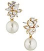 Nadri Chiara Pearl Crystal Drop Earrings, Color:Gold - Image 1