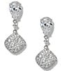 Nadri Crushed Pave Double Drop Earrings, Color:Silver - Image 1