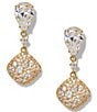 Nadri Crushed Pave Double Drop Earrings, Color:Gold - Image 1