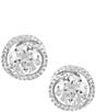 Color:Silver - Image 1 - Cubic Zirconia Pave Stud Earrings