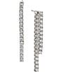 Color:Silver - Image 1 - CZ Stone Linear Front Back Earrings